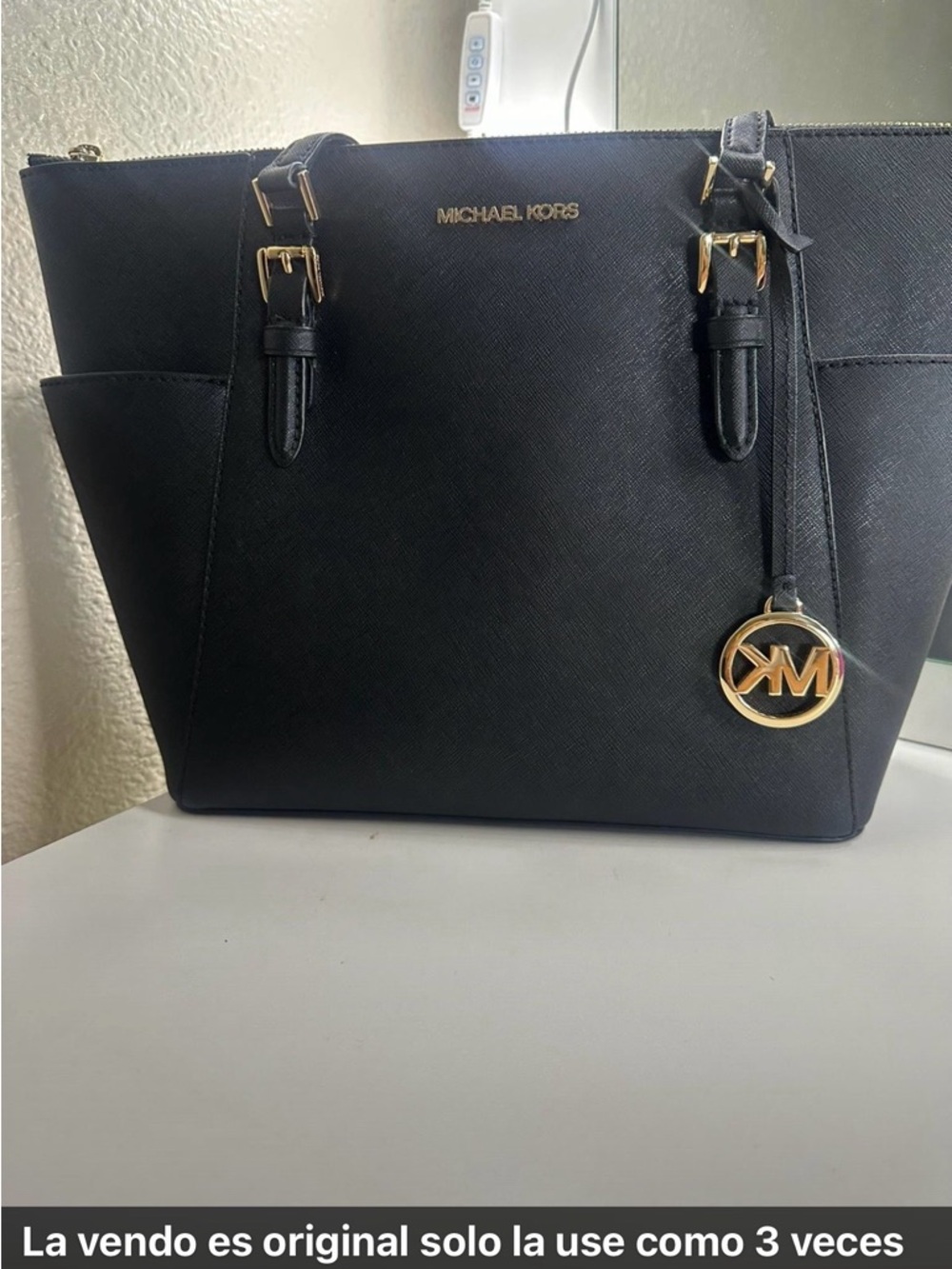 Michael Kors Black Saffiano Tote with Gold Hardware